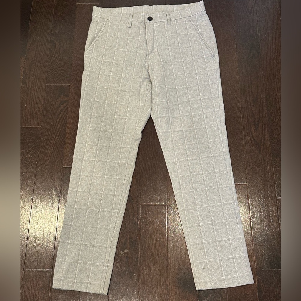 Zara Men's Light Gray Checkered Trouser Pants